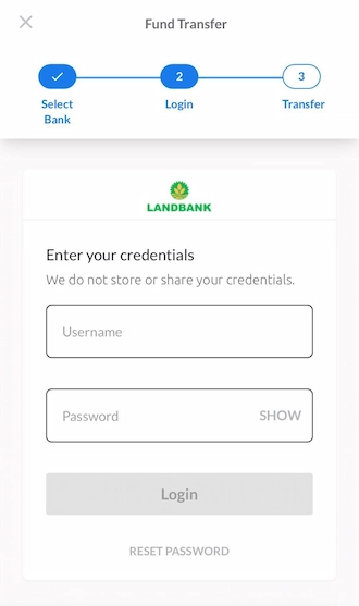 Step 3: Log in to your bank account, login information includes username and password.