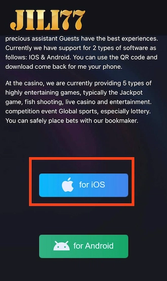 Step 2: There will be 2 app download options, select the “For iOS” option.