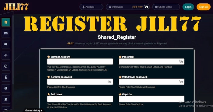 Details Steps to Register a JILI77 Account